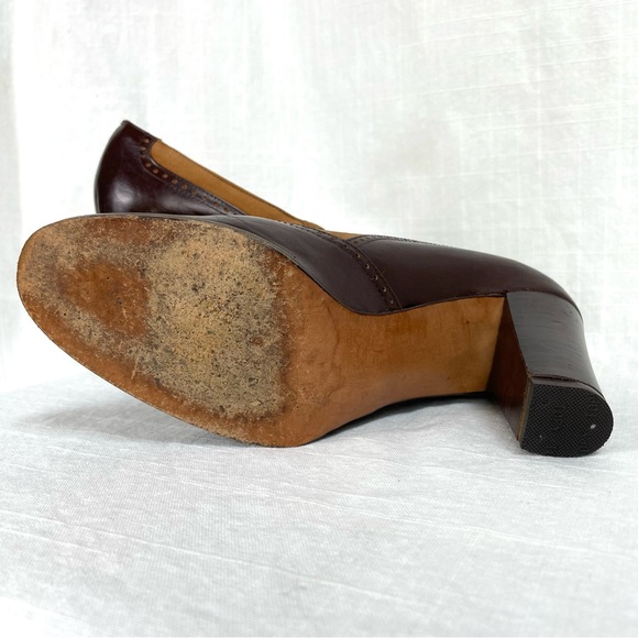 Vintage MISS REFREW Spectator Leather Suede Mary Janes Heels brown made in Italy - Picture 13 of 16